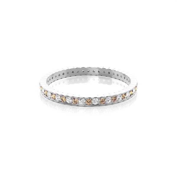 Pave Setting Full Eternity Champagne Diamond Ring