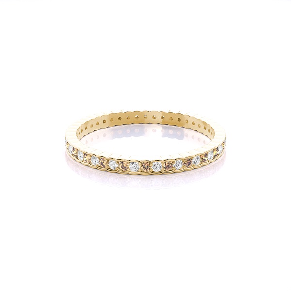 Pave Setting Full Eternity Champagne Diamond Ring