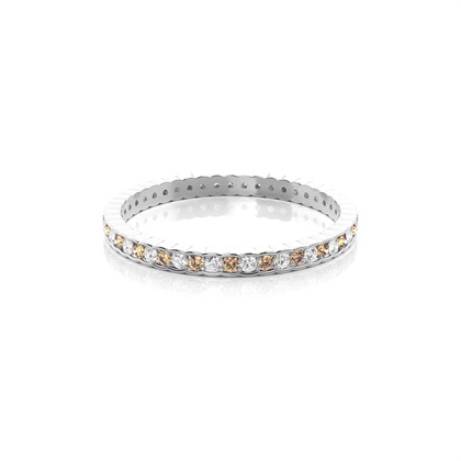 Pave Setting Full Eternity Champagne Diamond Ring