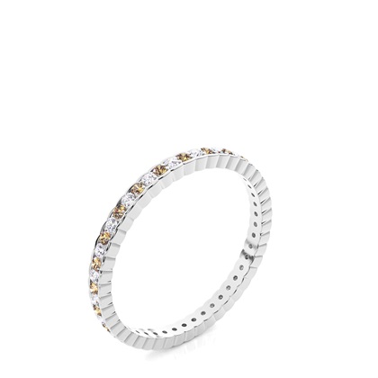 Pave Setting Full Eternity Champagne Diamond Ring