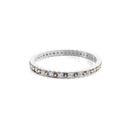 Pave Setting Full Eternity Champagne Diamond Ring