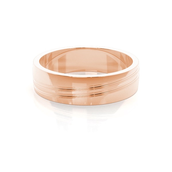 6.00mm Flat Profile Mens Plain Wedding Band