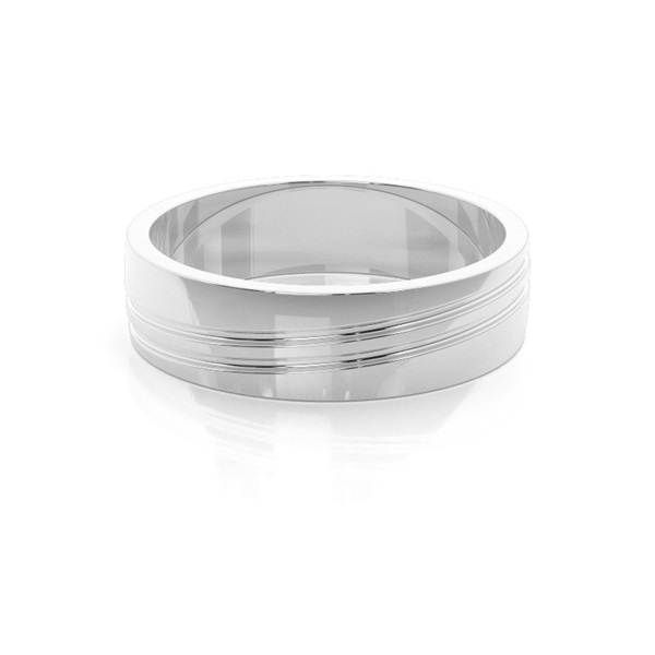 6.00mm Flat Profile Mens Plain Wedding Band