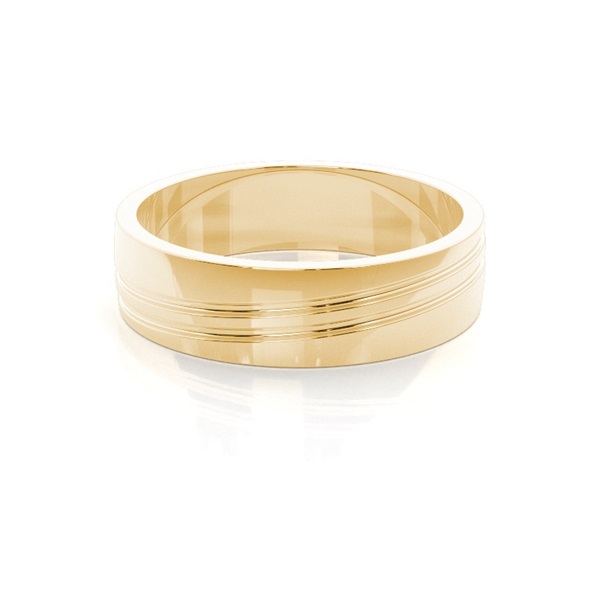 6.00mm Flat Profile Mens Plain Wedding Band