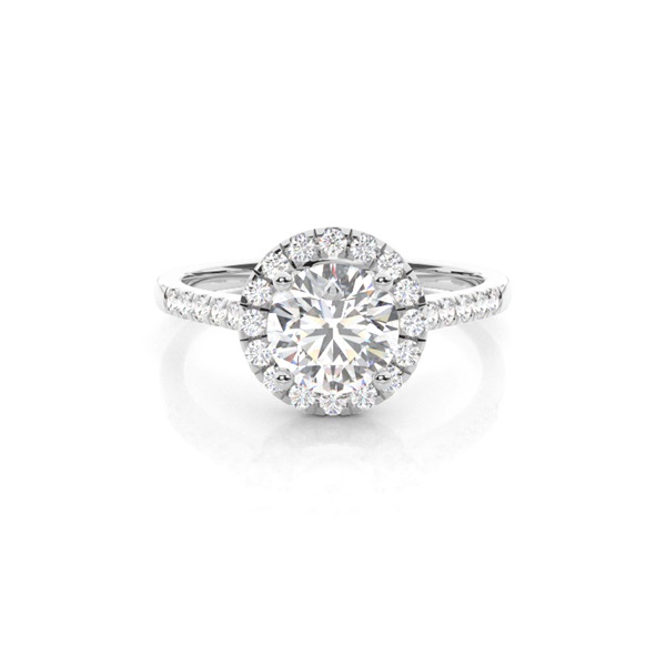 4 Prong Setting Side Stone Halo Engagement Ring