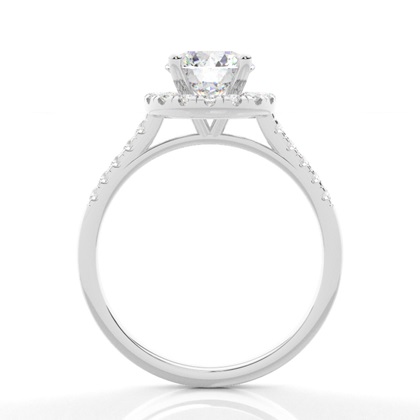 4 Prong Setting Side Stone Halo Engagement Ring