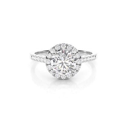 4 Prong Setting Side Stone Halo Engagement Ring