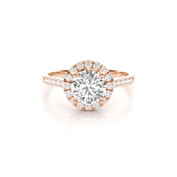 4 Prong Setting Side Stone Halo Engagement Ring