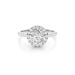 4 Prong Setting Side Stone Halo Engagement Ring