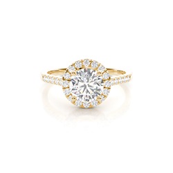 4 Prong Setting Side Stone Halo Engagement Ring