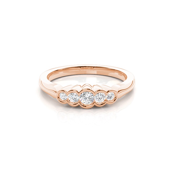Semi Bezel Setting Plain Five Stone Ring
