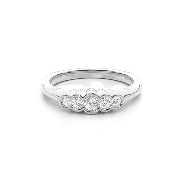 Semi Bezel Setting Plain Five Stone Ring
