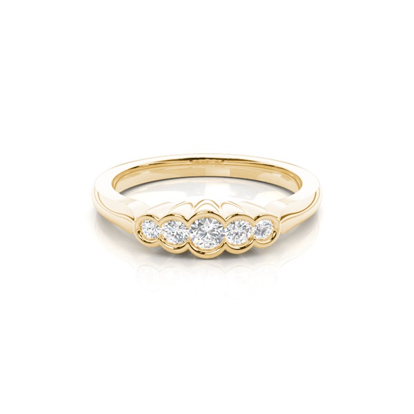 Semi Bezel Setting Plain Five Stone Ring