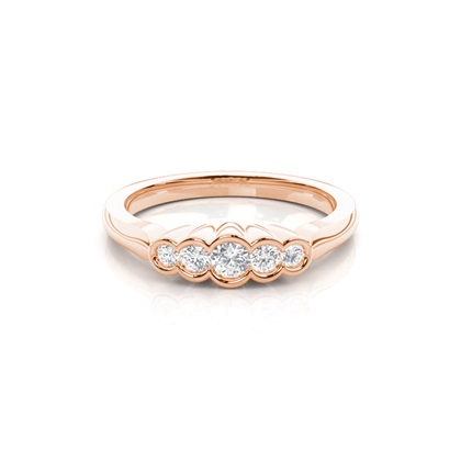 Semi Bezel Setting Plain Five Stone Ring