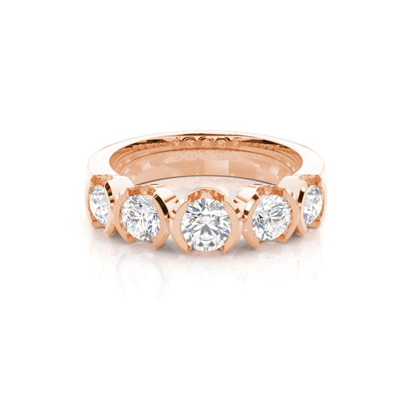 Semi Bezel Setting Plain Five Stone Ring