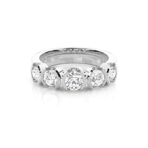 Semi Bezel Setting Plain Five Stone Ring