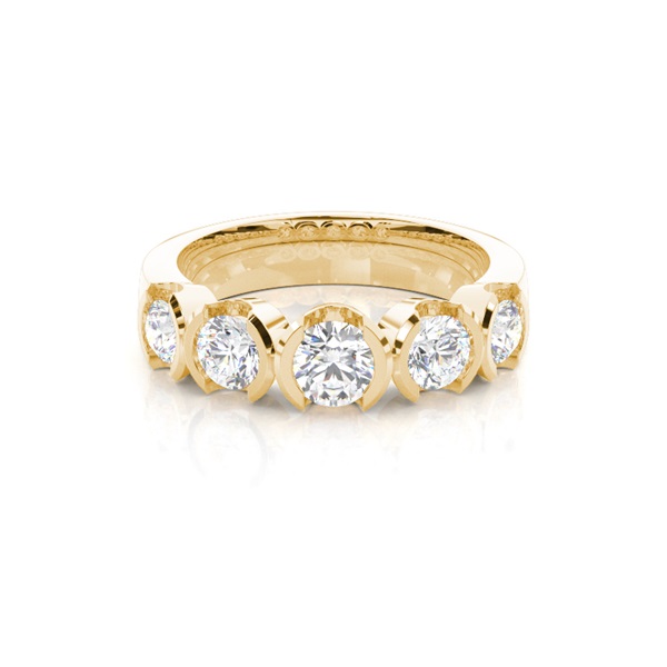 Semi Bezel Setting Plain Five Stone Ring