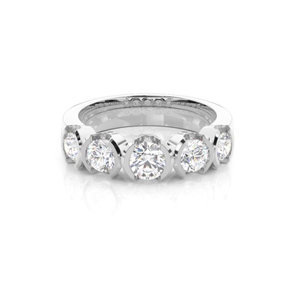 Semi Bezel Setting Plain Five Stone Ring