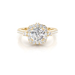 4 Prong Setting Side Stone Halo Engagement Ring