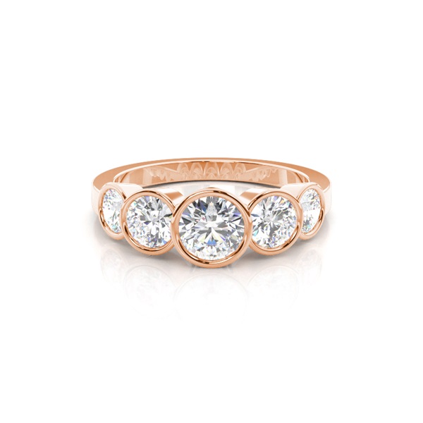 Full Bezel Setting Plain Five Stone Ring