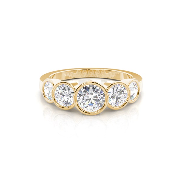 Full Bezel Setting Plain Five Stone Ring