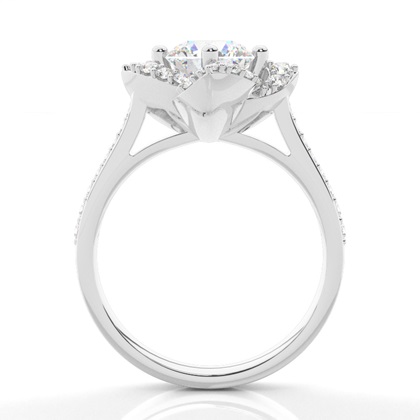 4 Prong Setting Side Stone Halo Engagement Ring