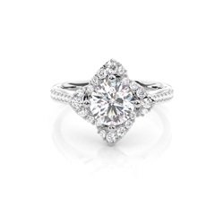 4 Prong Setting Side Stone Halo Engagement Ring