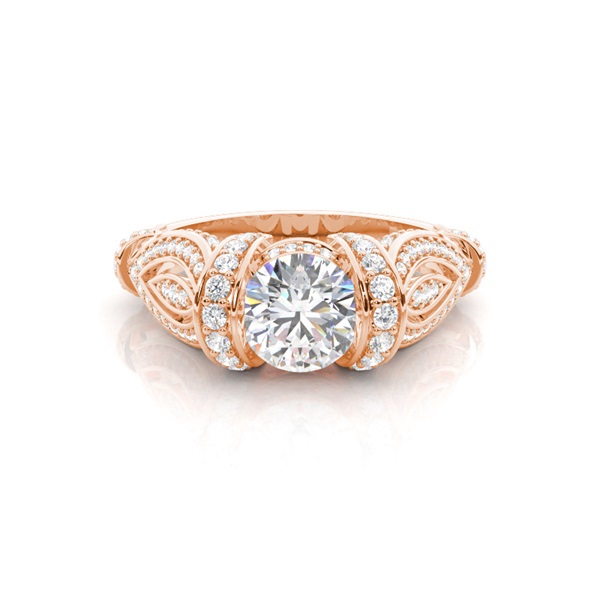 Tension Setting Studded Engagement Ring