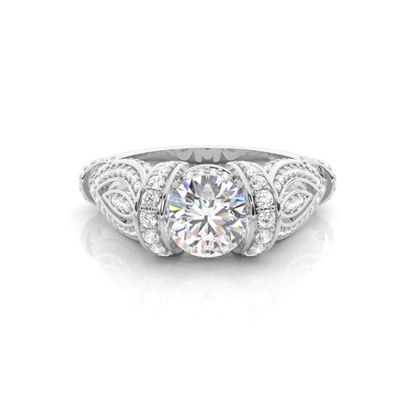 Tension Setting Studded Engagement Ring