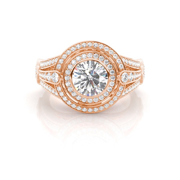 Diamantring in einer Krappenfassung mit medium Schulter Diamanten