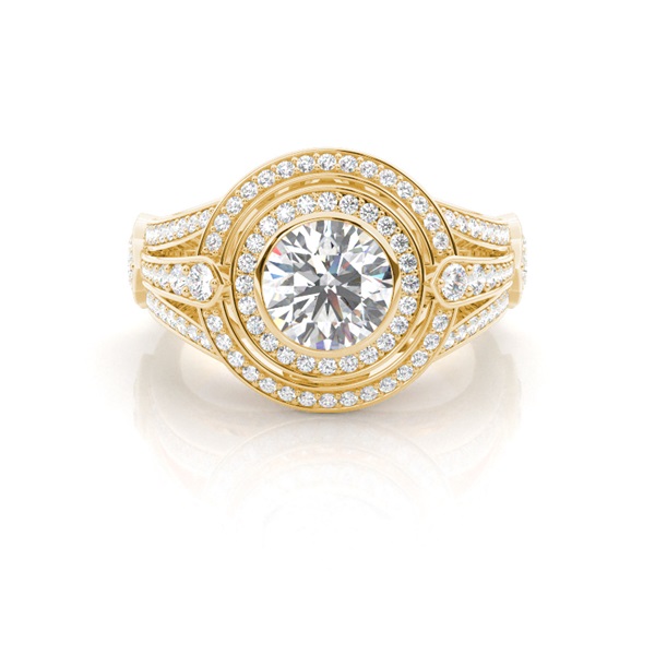 Diamantring in einer Krappenfassung mit medium Schulter Diamanten