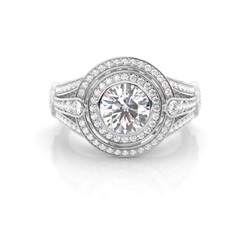 Diamantring in einer Krappenfassung mit medium Schulter Diamanten