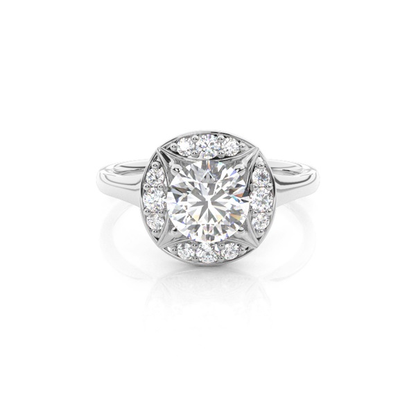 4 Prong Setting Plain Halo Engagement Ring