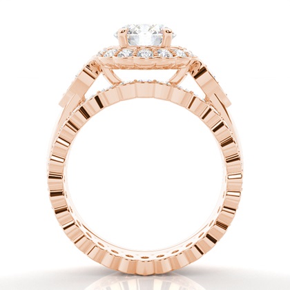 1.00 Carat Rose Gold Bridal Engagement and Wedding Bands Ring Sets