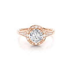 4 Prong Setting Side Stone Halo Engagement Ring