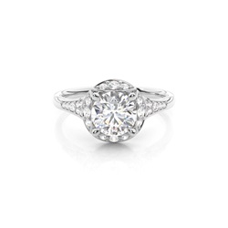 4 Prong Setting Side Stone Halo Engagement Ring