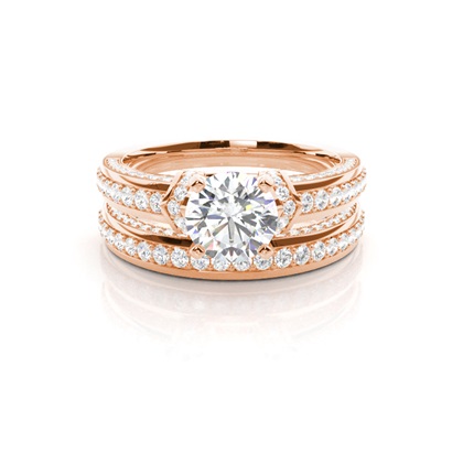 Rose Gold Bridal Set Diamond Engagement Rings