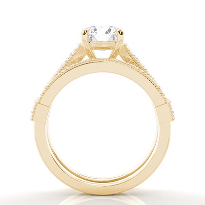 1.00 Carat Yellow Gold Bridal Engagement and Wedding Bands Ring Sets