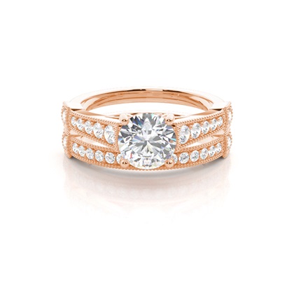 Rose Gold Bridal Set Diamond Engagement Rings