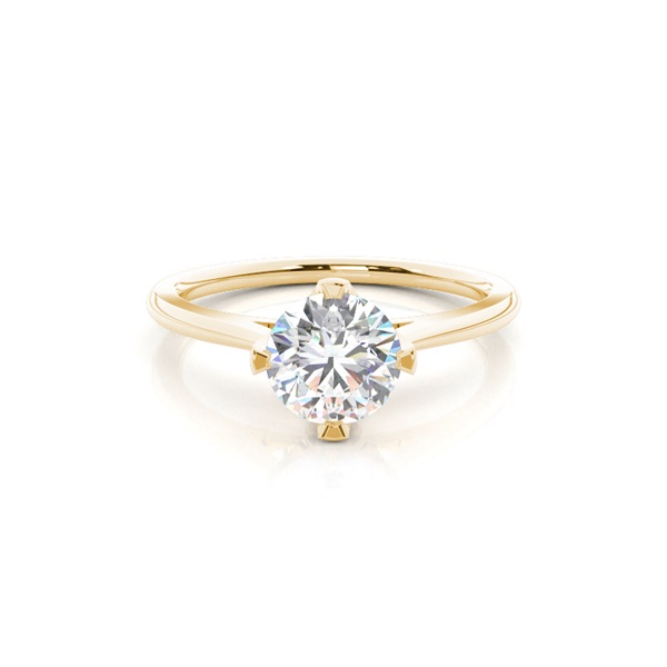 4 Prong Setting Round Diamond Plain Engagement Ring