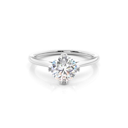 4 Prong Setting Round Diamond Plain Engagement Ring