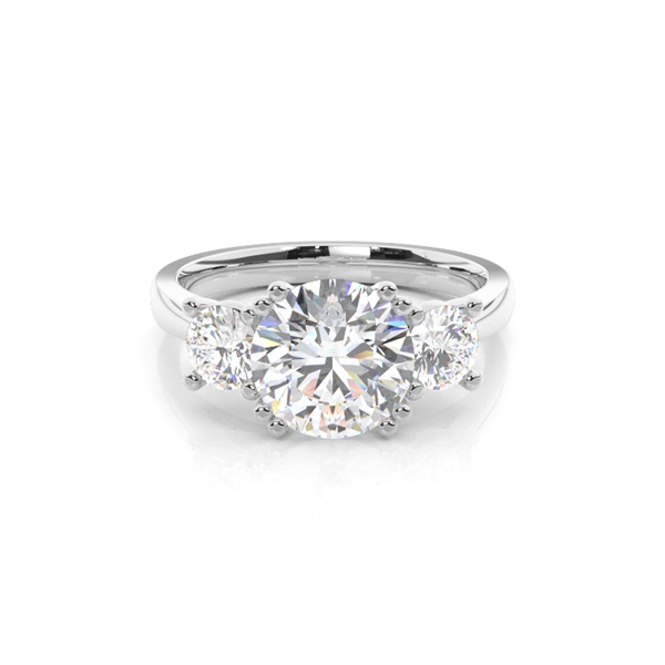 4 Prong Setting Studded Three stone Ring