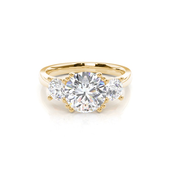 4 Prong Setting Studded Three stone Ring