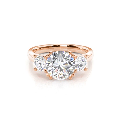 4 Prong Setting Studded Three stone Ring