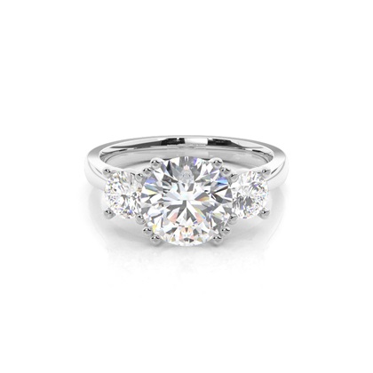 4 Prong Setting Studded Three stone Ring