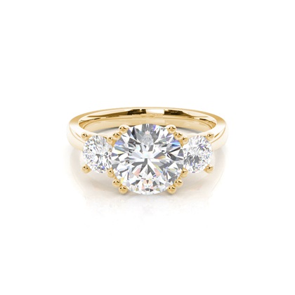 4 Prong Setting Studded Three stone Ring