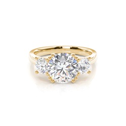 4 Prong Setting Studded Three stone Ring