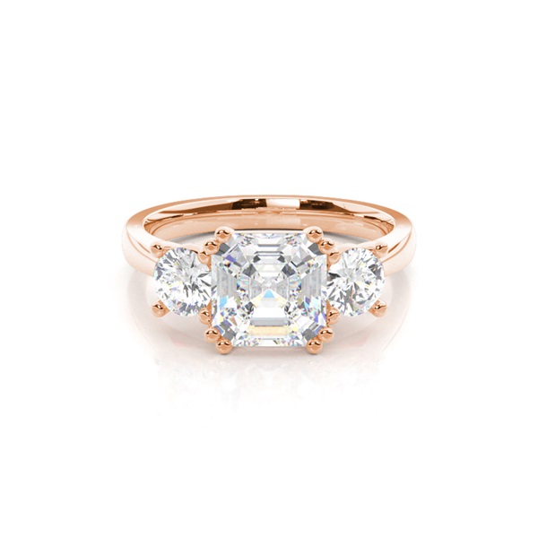 4 Prong Setting Studded Three stone Ring