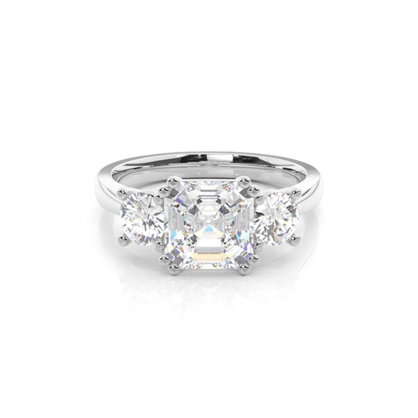 4 Prong Setting Studded Three stone Ring