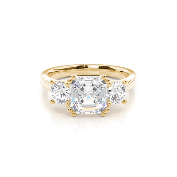 4 Prong Setting Studded Three stone Ring